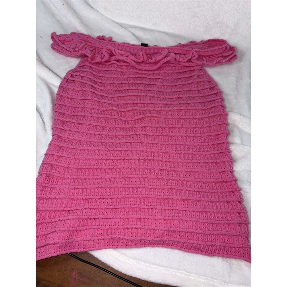 boston proper tops medium Ruffle Off Shoulder Med Boho Coastal Casual Summer EUC - Picture 3 of 8